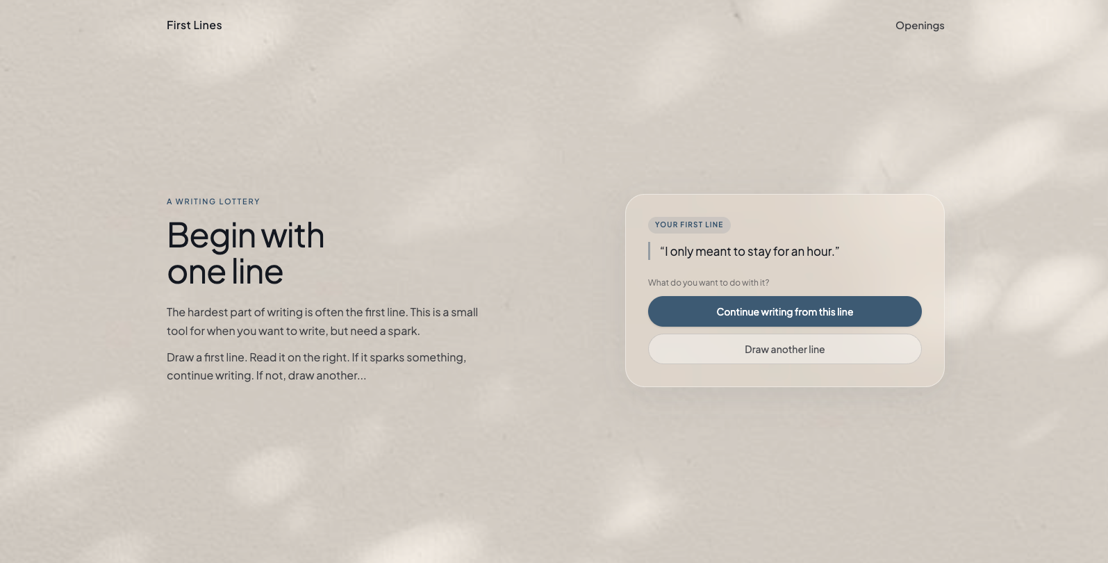 First Lines writing lottery on a textured background