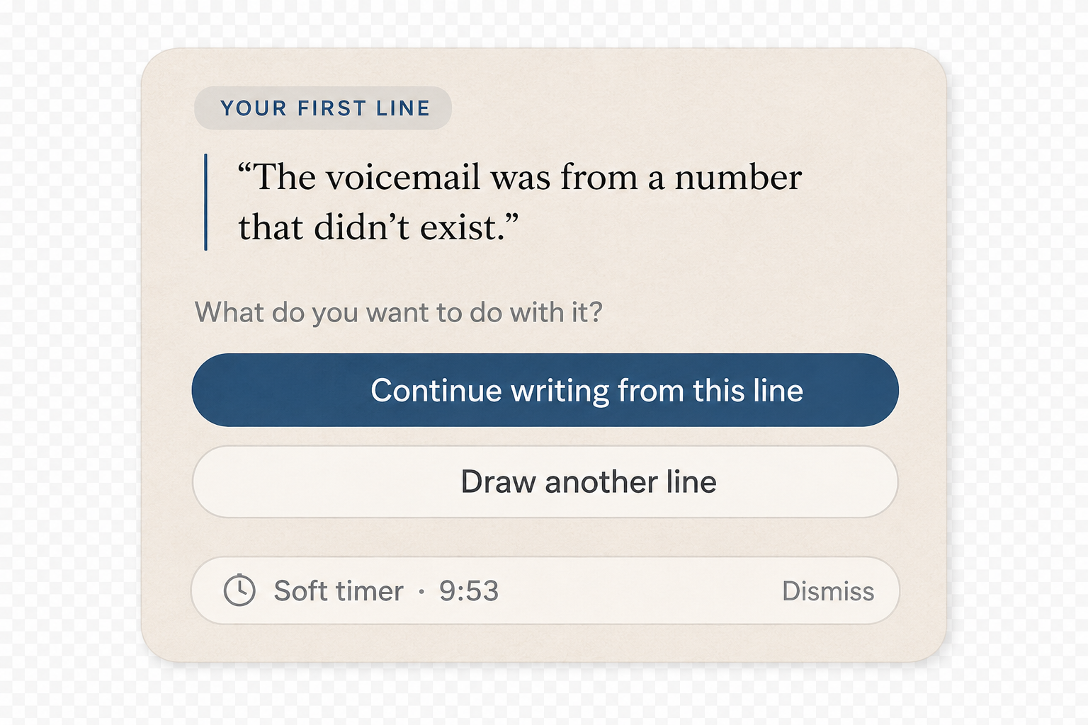 Simplified second version with one line and a dismissible timer