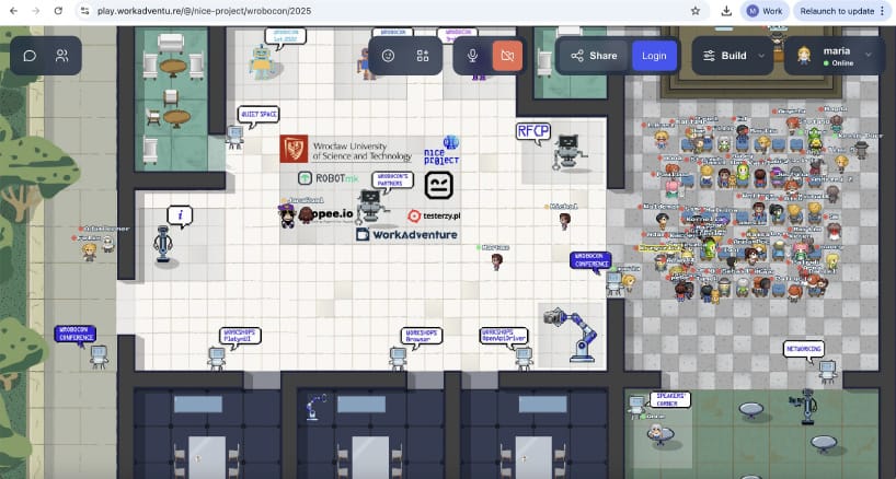 Avatars filling the 2025 Wrobocon virtual venue during the conference